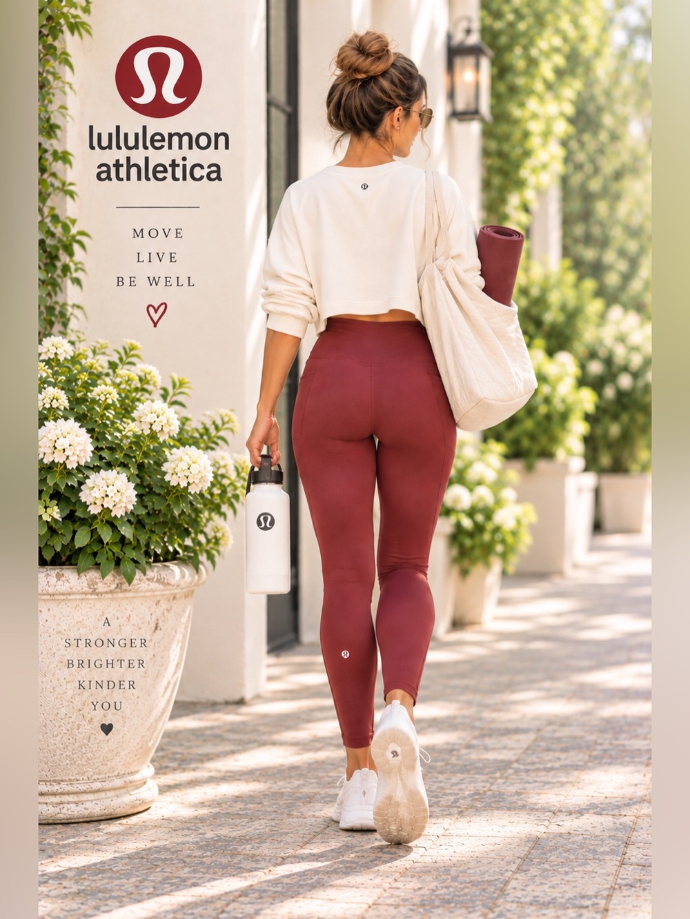 Lululemon Garnet High-Rise Full-Length Leggings Side Pockets Logo Size 10
